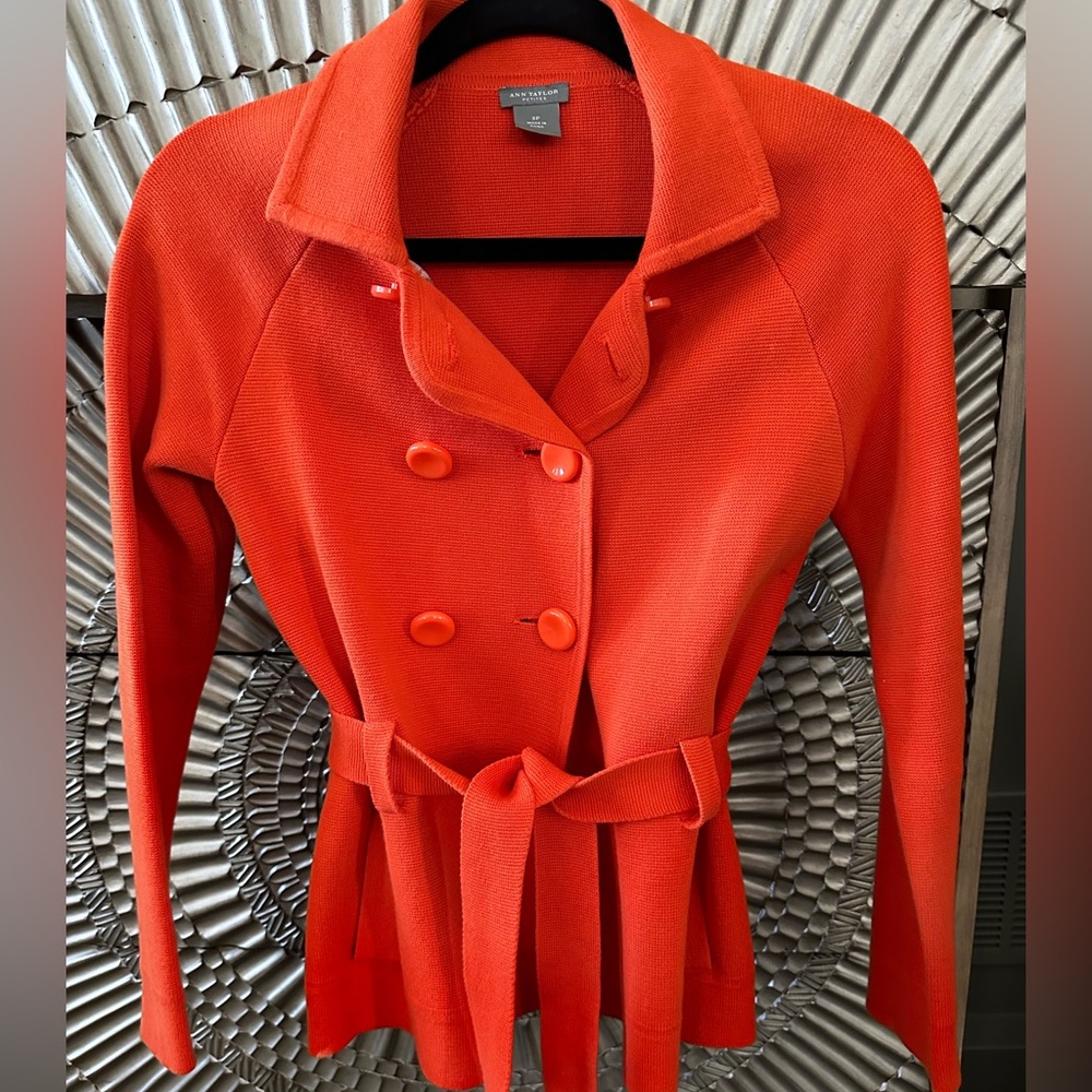 Ann Taylor Orange Wrap Knit Jacket